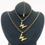 18K Gold Plated Letter  Necklace Bracelet Set