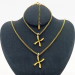 18K Gold Plated Letter  Necklace Bracelet Set