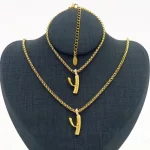 18K Gold Plated Letter  Necklace Bracelet Set