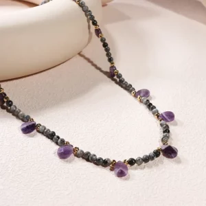 Teardrop Amethyst Natural Stone Necklace