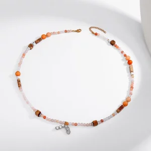 Custom Handcrafted Gemstone Beaded Necklace with Personalized Pendant