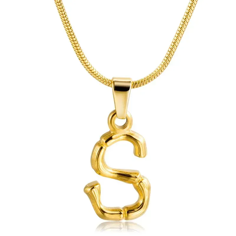 Custom Personalized Letter Necklace 18K Gold Letter S Name Pendant