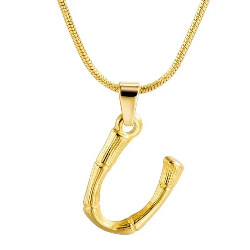 Custom Personalized Letter Necklace 18K Gold Letter U Name Pendant