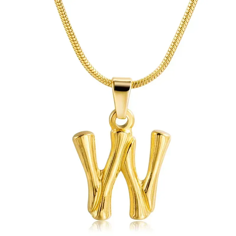 Custom Personalized Letter Necklace 18K Gold Letter W Name Pendant