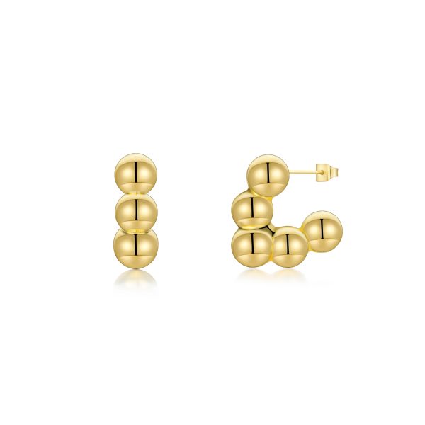 Custom Design Minimalist Geometric Gold Bead Earrings for Women