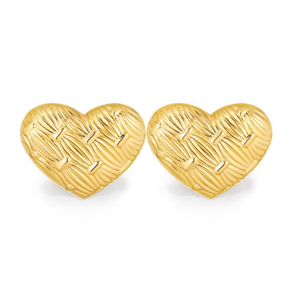 Bulk Jewelry Trendy Intricate Weave Gold Heart Earrings for Women