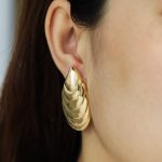 Custom Personalized Unique Gold Seashell Stud Earrings for Women