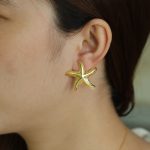 Customizable Beach Ocean Gold Starfish Stud Earrings for Women