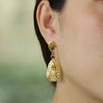 Bulk Jewelry Custom Statement Gold Shell Cowry Textured Dangle Earrings for Women