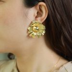 Custom Personalized Beautiful Gold Flower Stud Earrings for Women