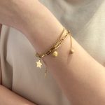 Custom Exquisite Star Smiley Charms Double Layer Chain Bracelet for Women