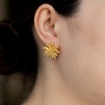 Custom Order Vintage Gold Starburst Flower Stud Earrings for Women