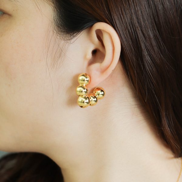 Custom Design Minimalist Geometric Gold Bead Earrings for Women - Image 2
