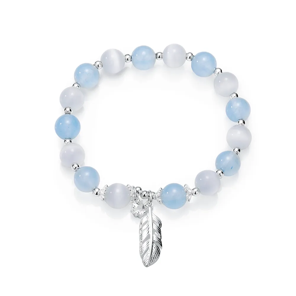 316L Stainless steel feather charm beads bracelet Custom Jewelry Manufacturer for brands