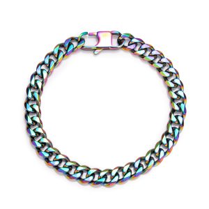 OEM ODM Trendy Hip Hop PVD Colorful Curb Chain Bracelet