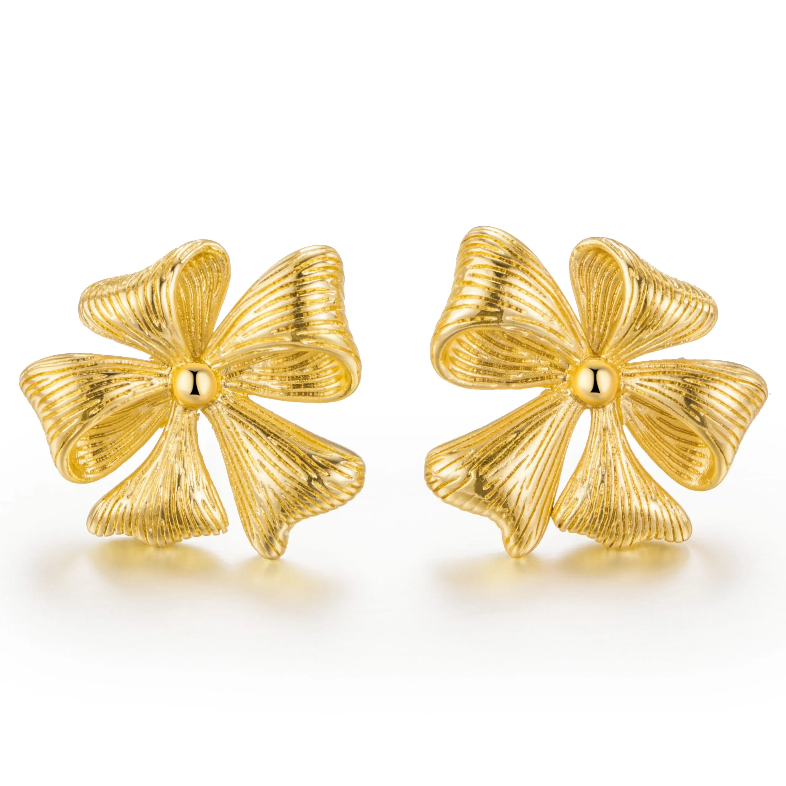 Brass 18K Gold Plated Statement Flower Stud Earrings Custom Jewelry Manufacturing for small brands