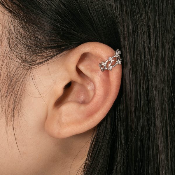 Bulk Jewelry Stainless Steel White Crystal Ear Cuff for Women - Image 2