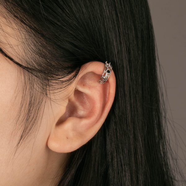 Customizable Stainless Steel Black Crystal Ear Cuff for Women - Image 2