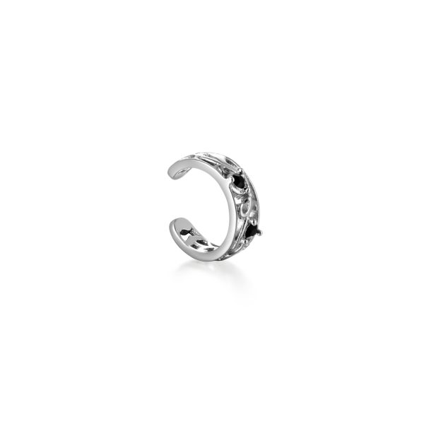 Customizable Stainless Steel Black Crystal Ear Cuff for Women