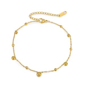 Custom Made Minimalist Gold Bead Chain Bracelet for Women