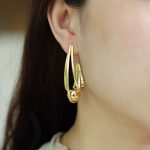 Custom Bulk Jewelry Elegant U-shaped Multi-layer Round Bead Drop Earrings for Women