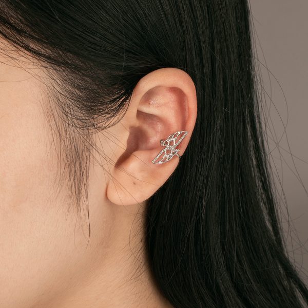 Custom Order Trendy White Crystal Butterfly Ear Cuff for Women - Image 2
