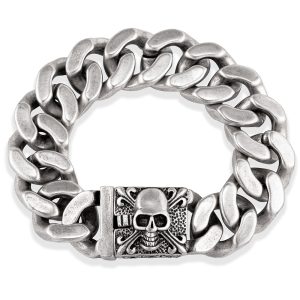 Custom Chunky Biker Style Stainless Steel Skull Chain Bracelet for Men