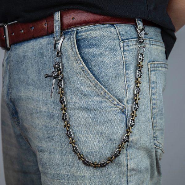 OEM ODM Punk Retro Streetwear Skeleton Charm Cross Jeans Chain - Image 2