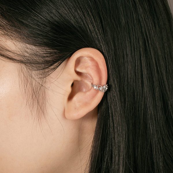 Custom Design Elegant White Crystal Crown Ear Cuff for Women - Image 2