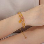 Customize Double Layer Natural Stone Charm Beaded Bracelet for Women