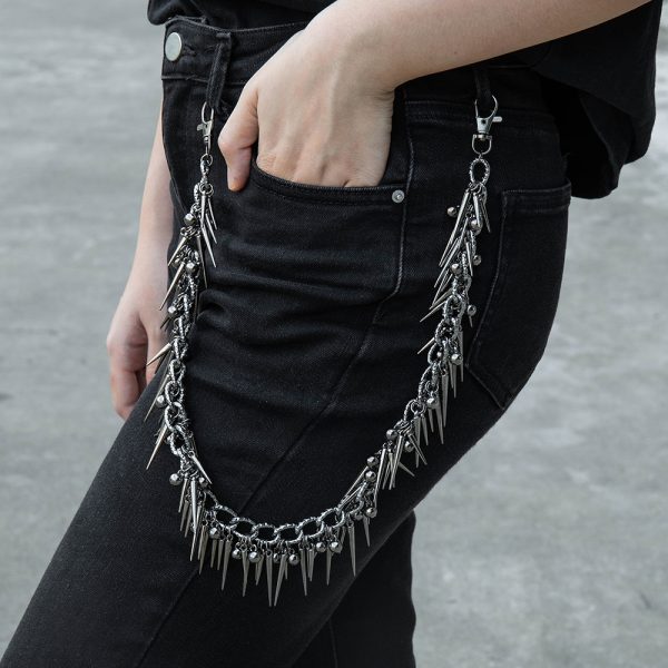Bulk Jewelry Streetwear Vintage Heavy Duty Metal Spike Pant Chain - Image 2