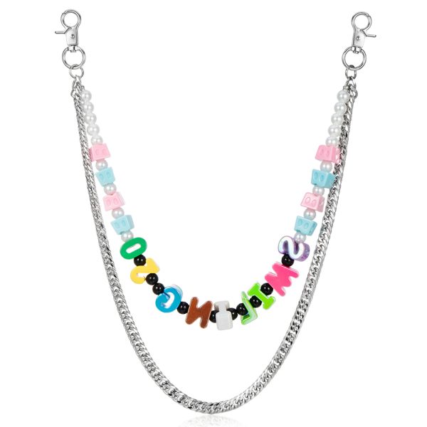 OEM ODM Y2K Double Layer Letter Beaded Trousers Chain for Women