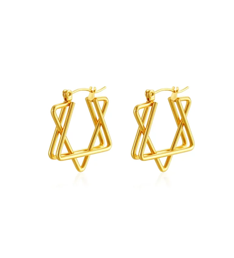 18K gold plated 316L stainless steel intertwined star hoop earrings custom jewelry factory for brands