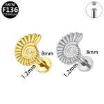 G23 Titanium Internally Threaded Piercing Earring 16G Zircon Heart Flowers Flat Back Helix Cartilage Piercing Stud Jewelry