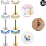 ASTM F136 Titanium Ear Tragus Cartilage Helix Daith Piercing Stud Earring for Women Internal Thread Labret Piercing Lip Ring