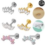 16G Flat Back Earrings Tragus Conch Helix Labret Piercing Jewelry for Women ASTM-F136 Titanium Cartilage Opal Stud Earrings