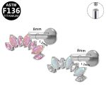 16G Flat Back Earrings Tragus Conch Helix Labret Piercing Jewelry for Women ASTM-F136 Titanium Cartilage Opal Stud Earrings