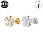 16G Flower Zircon Internally Threaded Stud for Women Helix Cartilage Stud