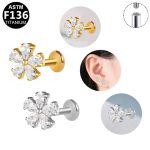 16G Flower Zircon Internally Threaded Stud for Women Helix Cartilage Stud