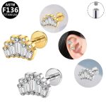 16G Flower Zircon Internally Threaded Stud for Women Helix Cartilage Stud