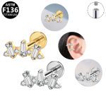 16G Flower Zircon Internally Threaded Stud for Women Helix Cartilage Stud