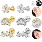 16G Flower Zircon Internally Threaded Stud for Women Helix Cartilage Stud