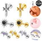16G Internally Threaded Stud ASTM F136 Titanium Flat Back Labret Stud for Women Zircon Cartilage Tragus Earrings Pierc Jewelry