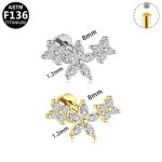 G23 Titanium Internally Threaded Flat Back Zircon Flower Stud | Custom Branding