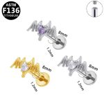 16G Internally Threaded Stud ASTM F136 Titanium Flat Back Labret Stud for Women Zircon Cartilage Tragus Earrings Pierc Jewelry