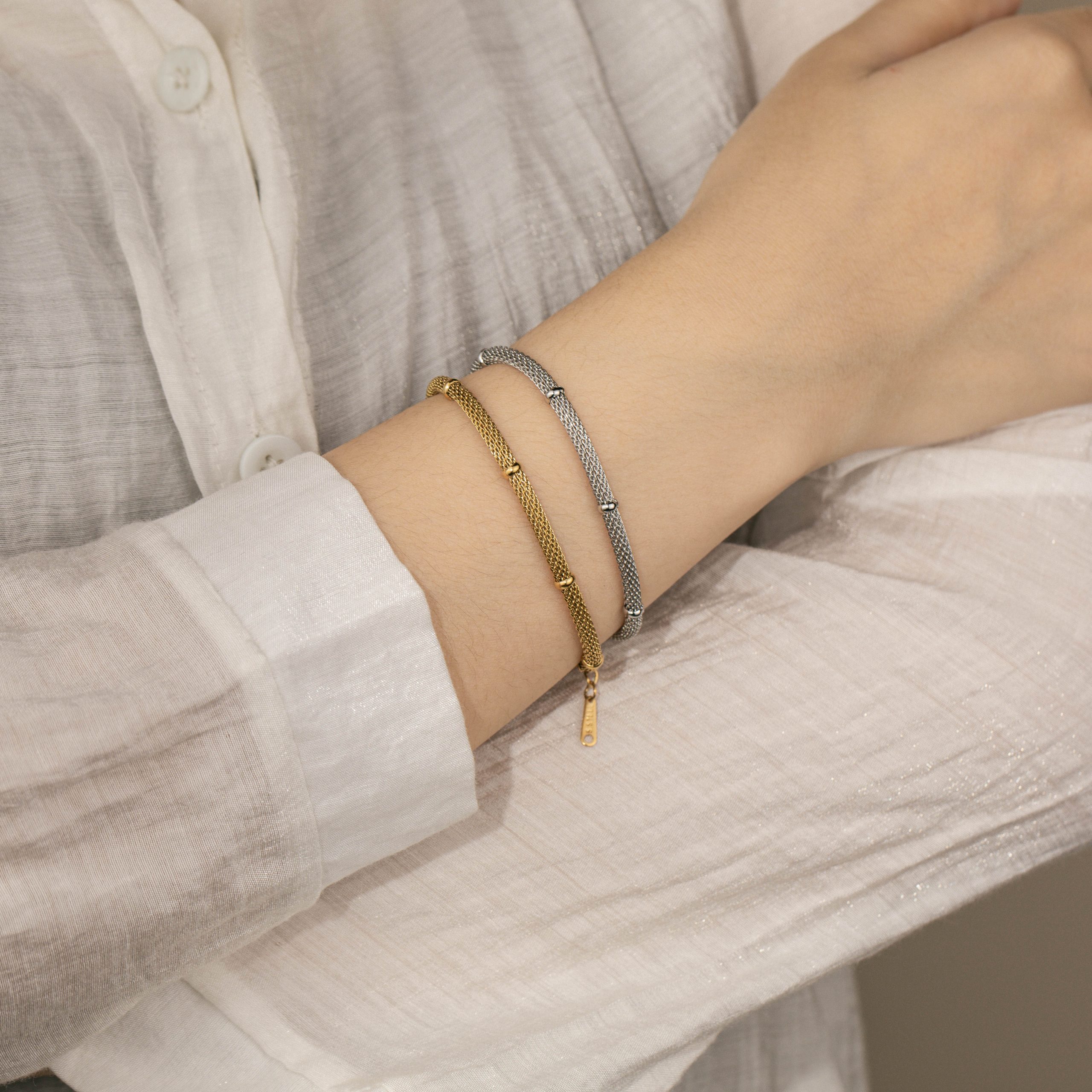 Bulk Jewelry OEM ODM Stainless Steel Adjustable Mesh Bracelet for Men - Image 3