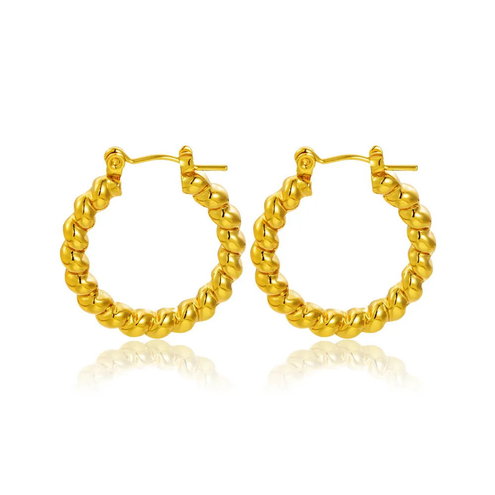 Stainless Steel Twisted Hoop Earrings-Direct Factory Wholesaler
