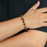 Personalized Custom OEM ODM Tiger Eye Stone Gold decoration Bead Bracelet for Men