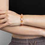 OEM ODM Manufacturer Handcrafted Red Orange Natural Stone CZ Bead Bracelet for Women