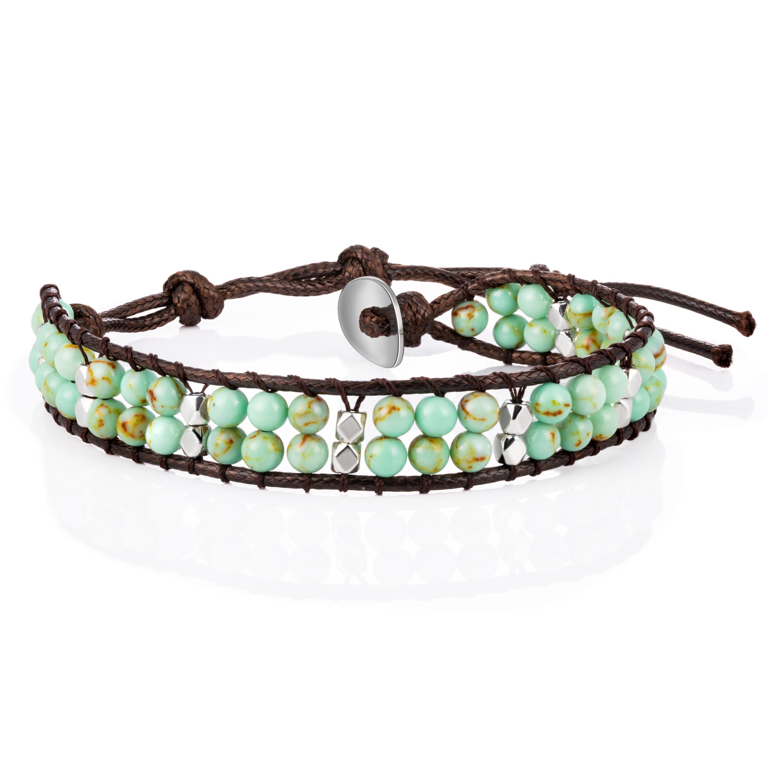 316L stainless steel double-layer green natural stone beaded bracelet custom jewelry supplier for brands